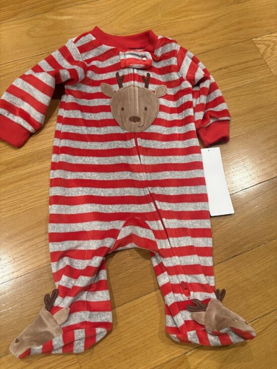 Carter’s Other - Carter’s Size Newborn Striped Reindeer Footed Sleeper Pajamas
